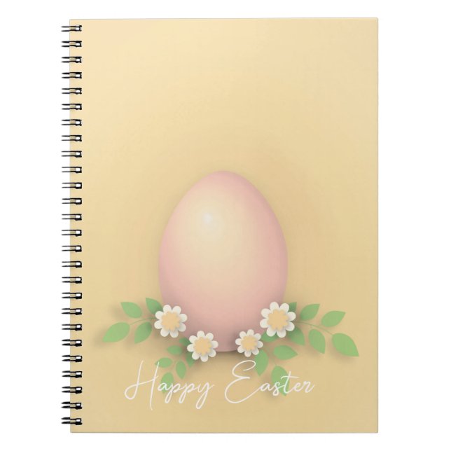 Cuaderno Feliz Huevo de Pascua y Flores amarillo rosa paste (Frente)