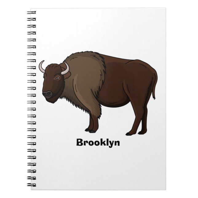Cuaderno Feliz ilustracion de búfalo de bisonte americano (Frente)