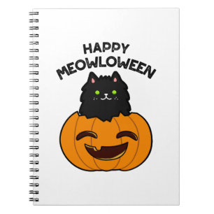 Cuaderno Feliz Meowloween divertido juego de palabras de Ha