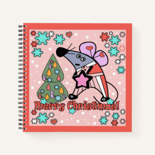 Cuaderno Feliz Navidad Año Nuevo Símbolo Mouse Personalizad