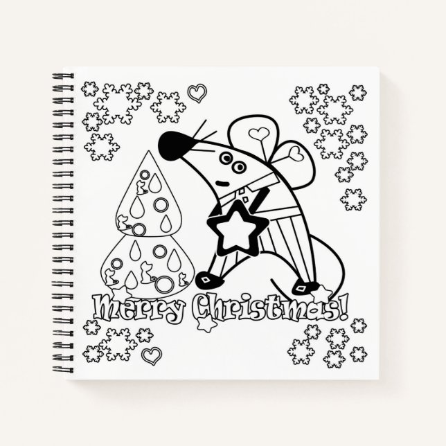 Cuaderno Feliz Navidad Año Nuevo Símbolo Mouse Personalizad (Anverso)