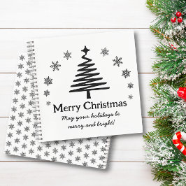 Cuaderno Feliz navidad árbol negro minimalista