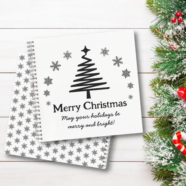 Cuaderno Feliz navidad árbol negro minimalista (Subido por el creador)