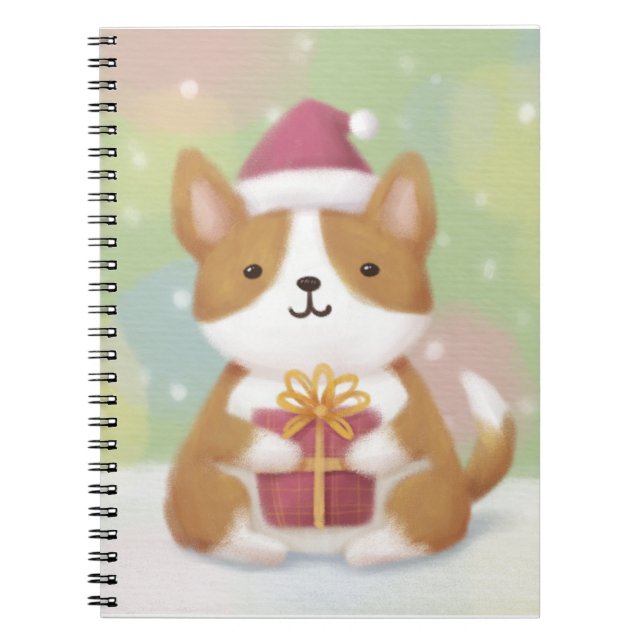 Cuaderno Feliz Navidad: Arte de Ilustracion Corgi (Frente)