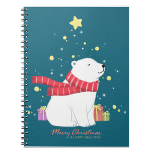 Cuaderno Feliz Navidad: Arte de Ilustracion de oso polar