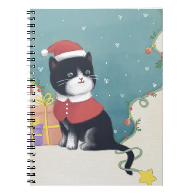 Cuaderno Feliz Navidad: Arte de Ilustracion Gato (Frente)