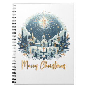 Cuaderno Feliz Navidad azul y oro