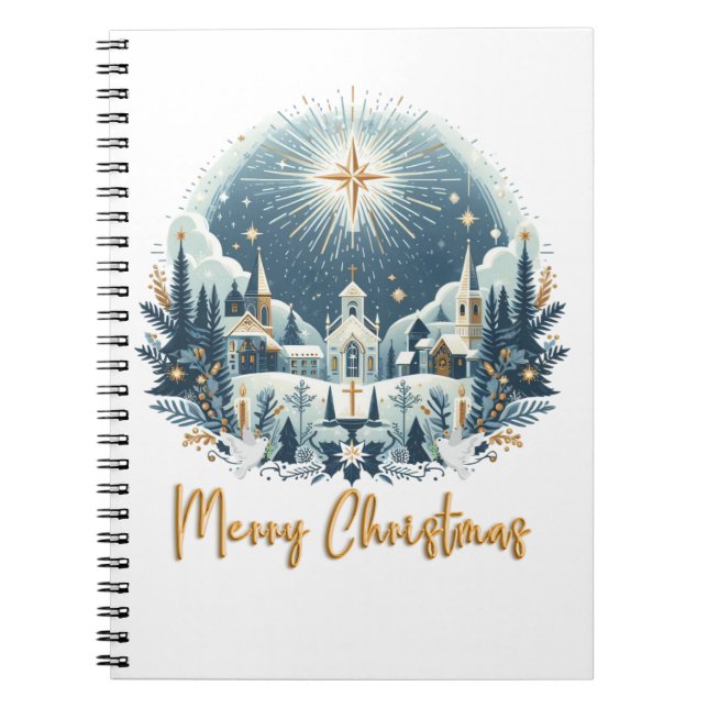 Cuaderno Feliz Navidad azul y oro (Frente)