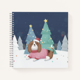 Cuaderno Feliz Navidad: Beagle Ilustracion Art