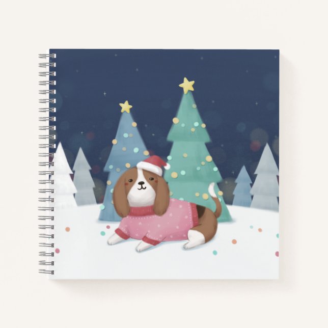 Cuaderno Feliz Navidad: Beagle Ilustracion Art (Anverso)