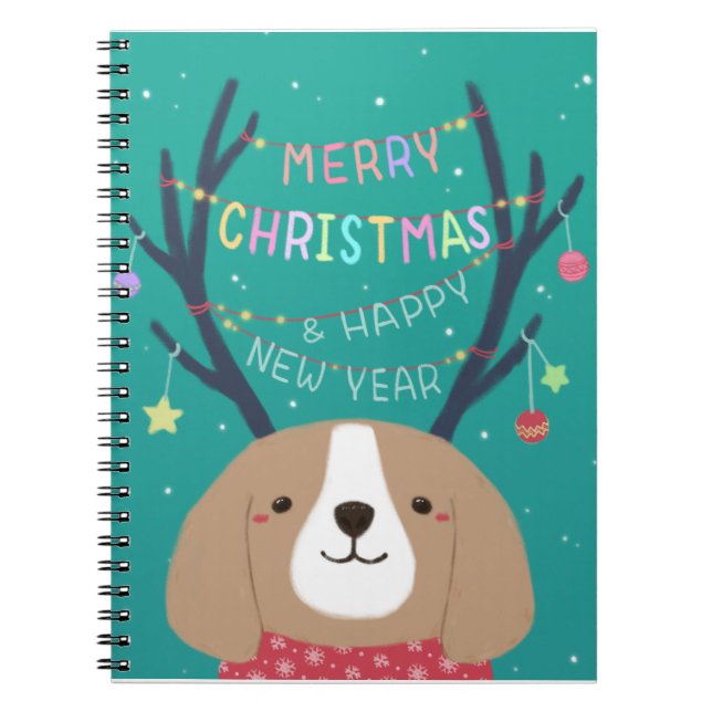 Cuaderno Feliz Navidad: Beagle Ilustracion Art (Frente)