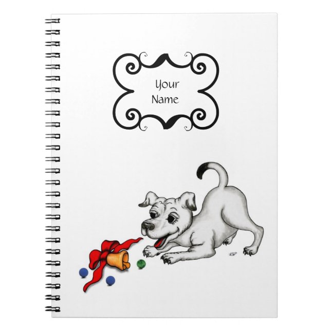 Cuaderno ¡Feliz Navidad! Cachorro con bell y ball (Frente)