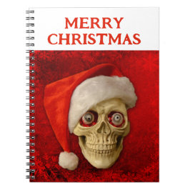 Cuaderno Feliz Navidad. Calavera con sombrero de Santa