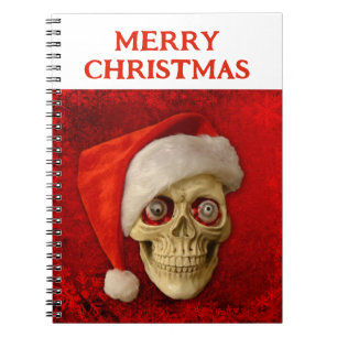Cuaderno Feliz Navidad. Calavera con sombrero de Santa