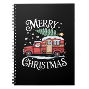 Cuaderno Feliz Navidad Camping Lindo Santa Claus Camión Ess