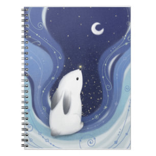Cuaderno Feliz Navidad: Conejo, la luna y las estrellas
