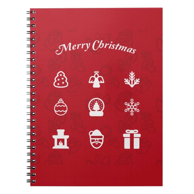Cuaderno Feliz Navidad, conjunto de íconos populares (Frente)