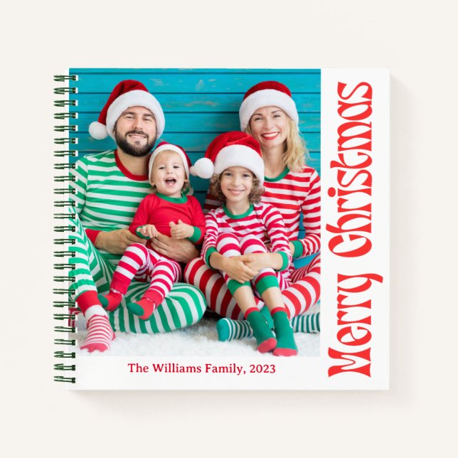 Cuaderno feliz navidad de la familia de los guiones retro r (Anverso)