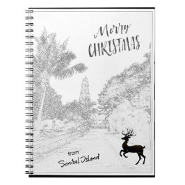 Cuaderno Feliz Navidad desde el faro de la isla Sanibel FL