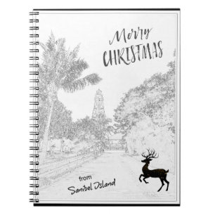 Cuaderno Feliz Navidad desde el faro de la isla Sanibel FL