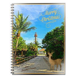 Cuaderno Feliz Navidad desde el faro FL de la isla Sanibel