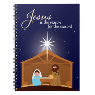 Cuaderno Feliz Navidad Escena de Natividad Ilustrada