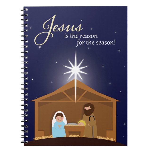 Cuaderno Feliz Navidad Escena de Natividad Ilustrada  (Frente)