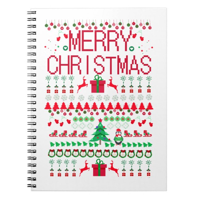 Cuaderno Feliz Navidad estilo suéter feo (Frente)