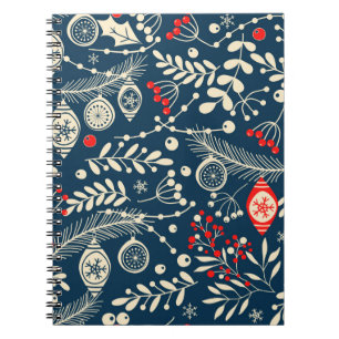 Cuaderno Feliz Navidad, Feliz Año Nuevo patrón ininterrum