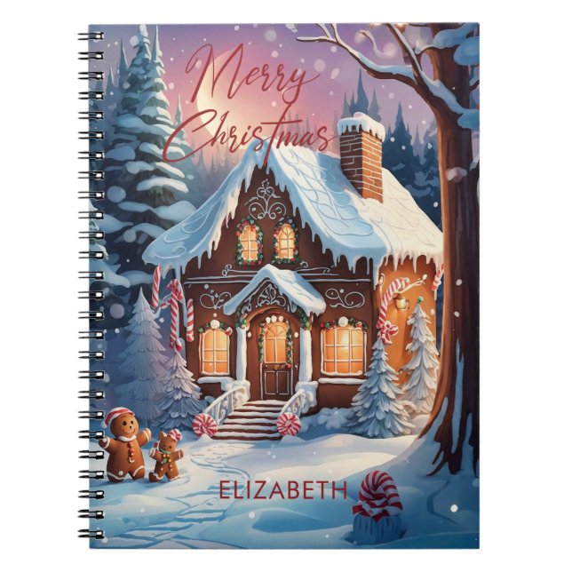 Cuaderno Feliz Navidad Gingerbread House Personalizado (Frente)