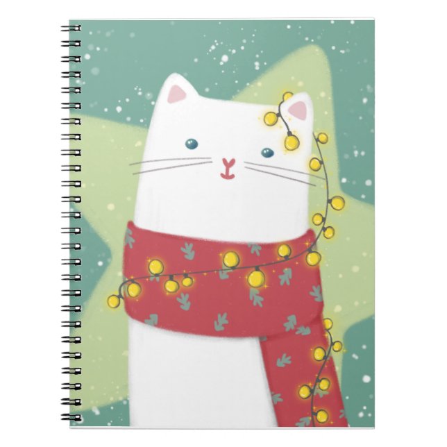 Cuaderno Feliz Navidad: Ilustracion de gato (Frente)