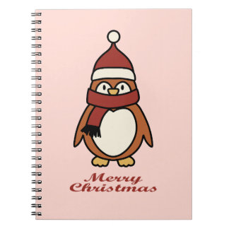 Cuaderno feliz navidad lindo pingüino