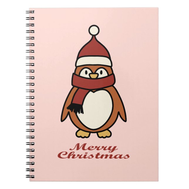Cuaderno feliz navidad lindo pingüino (Frente)