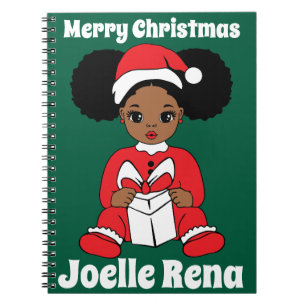 Cuaderno Feliz Navidad Melanin Mujeres Chica Negro Magia