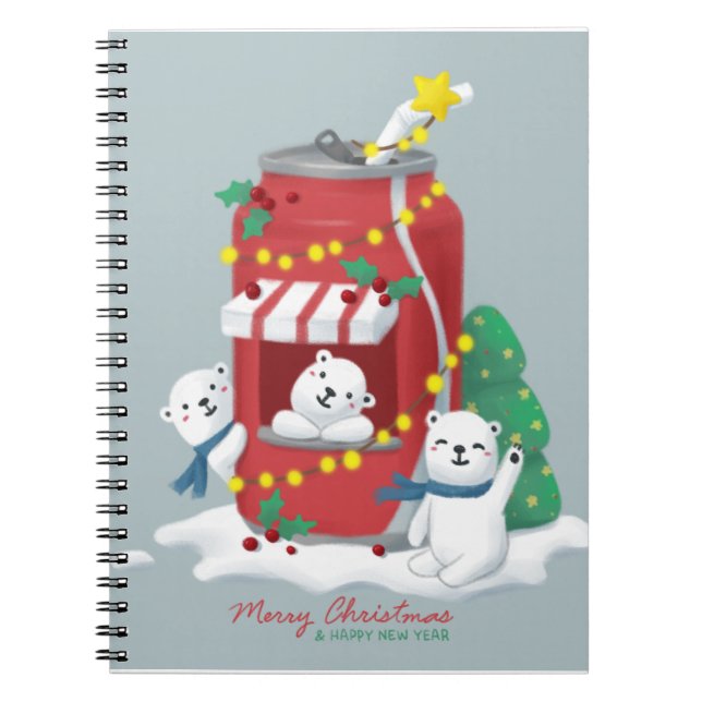 Cuaderno Feliz Navidad: Oso Polar y lata de soda (Frente)