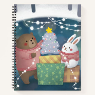 Cuaderno Feliz Navidad: oso y conejo