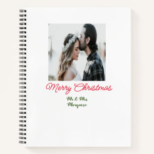 Cuaderno Feliz Navidad pareja foto añadir nombre feliz navi