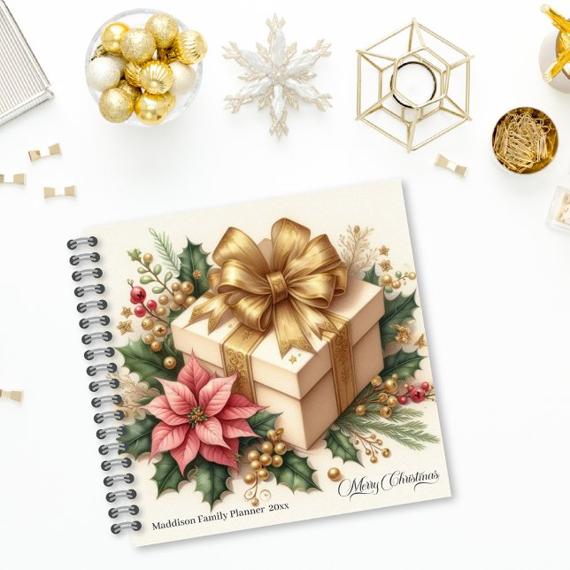 Cuaderno Feliz Navidad Poinsettia Coquette Gold Bow (Subido por el creador)