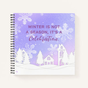 Cuaderno Feliz Navidad Purple White House Copos de nieve