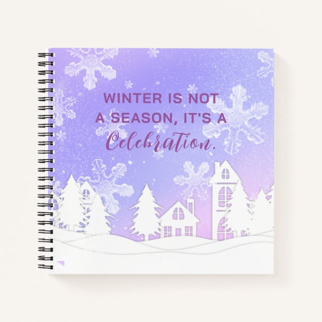 Cuaderno Feliz Navidad Purple White House Copos de nieve (Anverso)