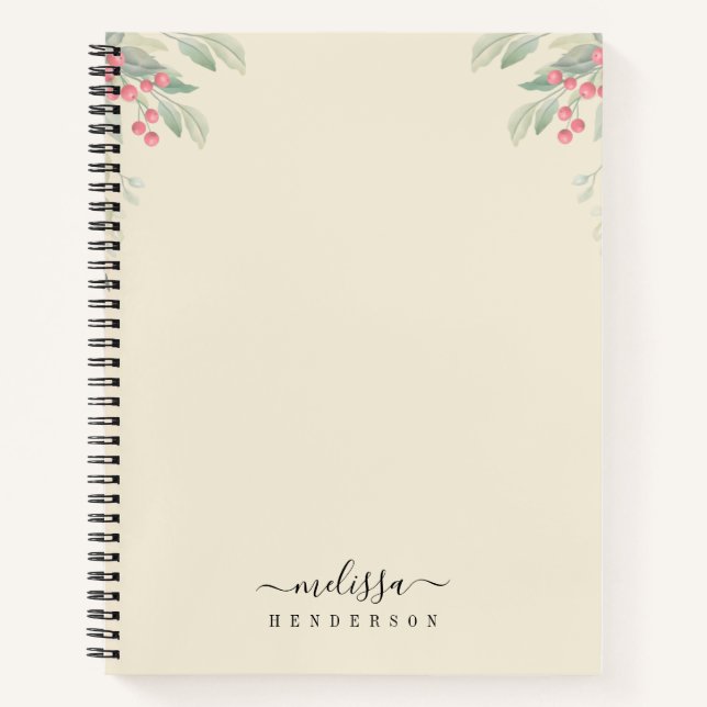 Cuaderno Feliz Navidad Red Berries Festividad Botánica (Anverso)