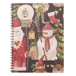 Cuaderno Feliz Navidad Retro Vintage Santa Claus