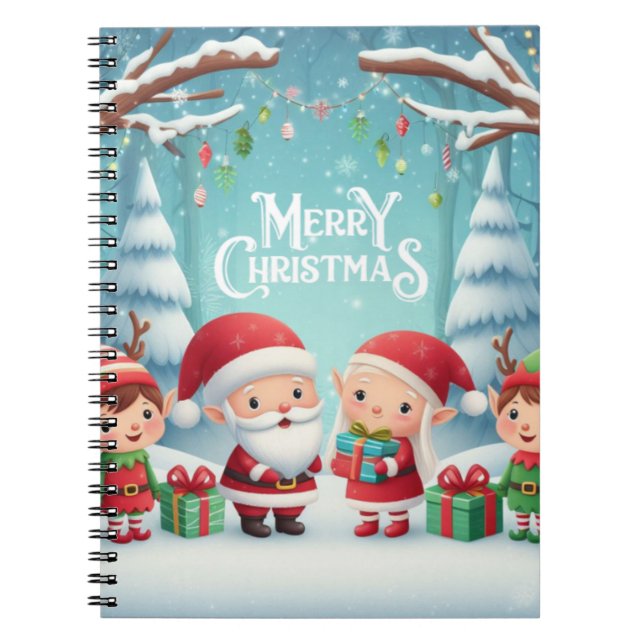 Cuaderno Feliz Navidad/santa/nieve de elfos (Frente)
