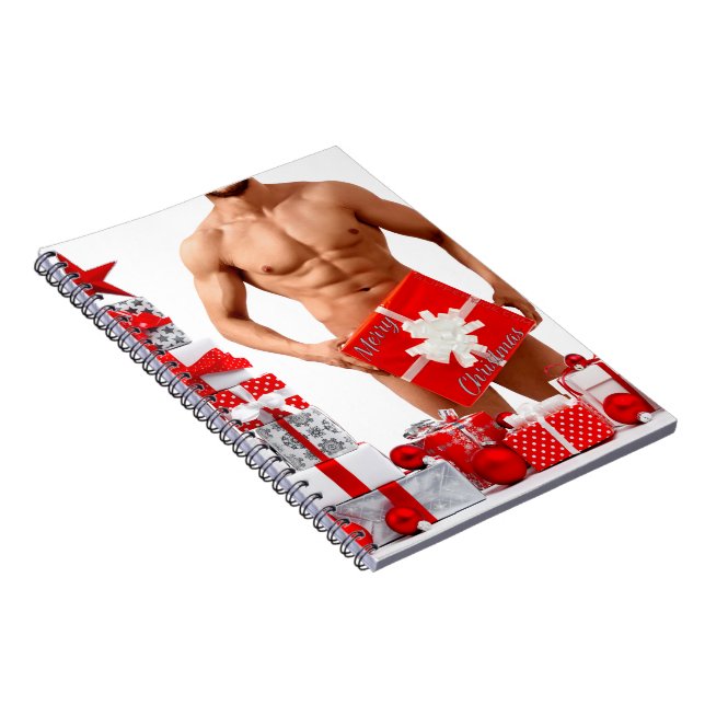 Cuaderno Feliz Navidad SlipperyJoe regalo rojo blanco plata (Lado Derecho)