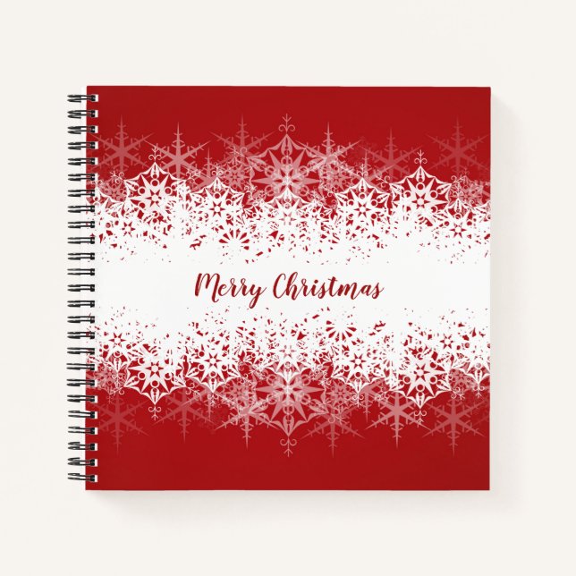 Cuaderno Feliz Navidad Snowflakes Red (Anverso)