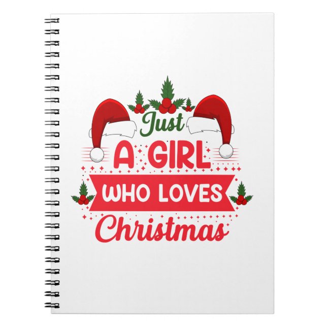 Cuaderno Feliz Navidad, sólo un Chica que ama a los Navidad (Frente)