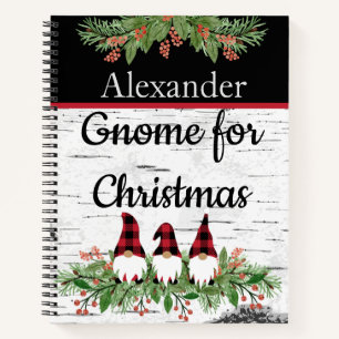 Cuaderno Feliz Navidad Sombrero Rojo Plaid Gnomos de Búfalo