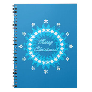Cuaderno Feliz Navidad texto redondo marco copo de nieve az