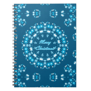 Cuaderno Feliz Navidad texto redondo marco copo de nieve az