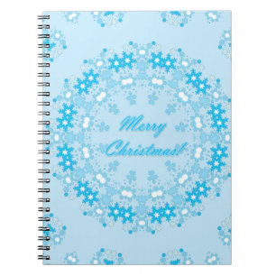 Cuaderno Feliz Navidad texto redondo marco copo de nieve az